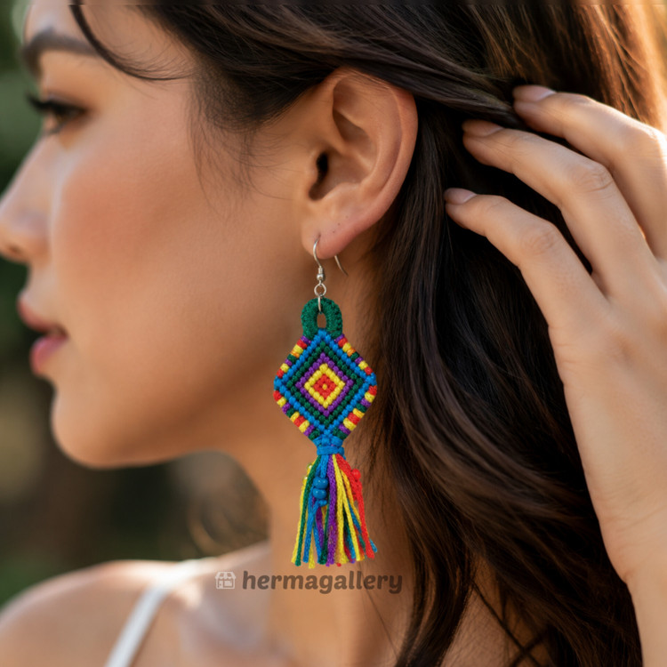 گوشواره آویز هنری طرح شوق