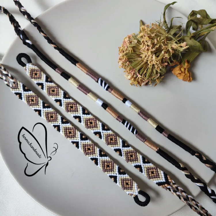 دستبند ست طرح لوزی هیپی